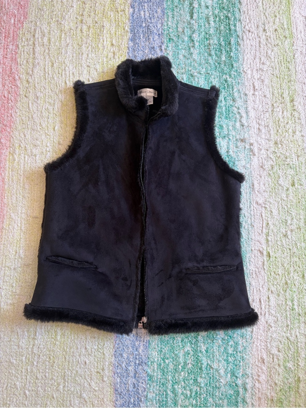 Vintage Black Faux Fur Vest
